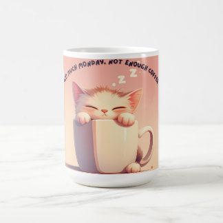Caneca De Café Gato Sleepto Engraçado Coffee Mug - Segunda-feira 