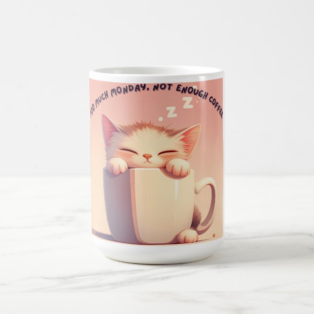 Caneca De Café Gato Sleepto Engraçado Coffee Mug - Segunda-feira  (Centro)