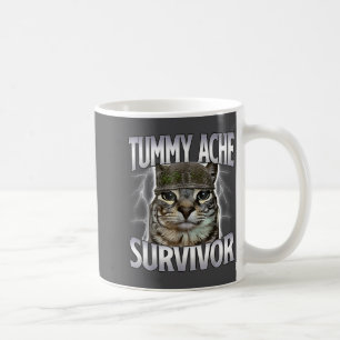 Caneca De Café Gato Sobrevivente de Dor de Barriga Meme Piada Div