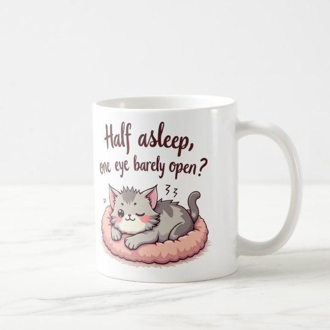 Caneca De Café Gato Sonolento (Direita)