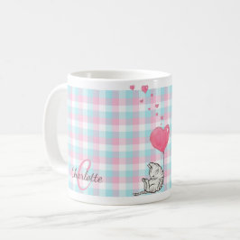 Caneca De Café Gato Sonolento Azul Cor-de-Rosa Moderno