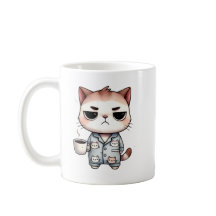Gato Sonolento com Café, Gatinho Engraçado, Gato P