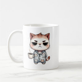 Caneca De Café Gato Sonolento com Café, Gatinho Engraçado, Gato P