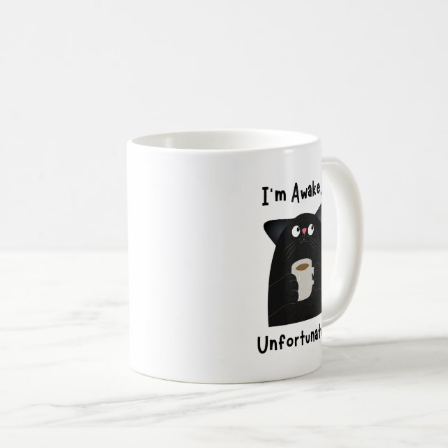 Caneca De Café Gato Sonolento Engraçado  (Frente Esquerda)