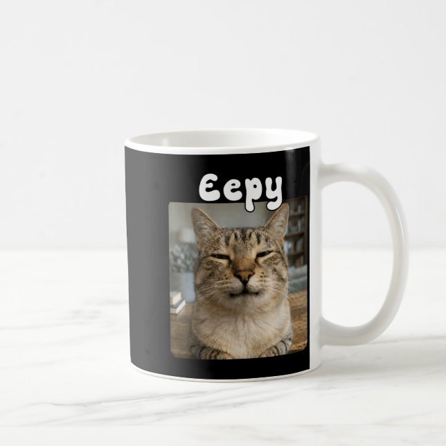 Caneca De Café Gato Sonolento Meme Engraçado de Gato Bobalhão (Direita)