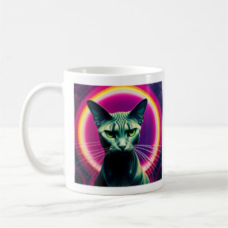 Caneca De Café Gato Sphynx. colorido. design de arte de rua