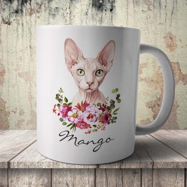 Caneca De Café Gato Sphynx em Aquarela (Criador carregado)