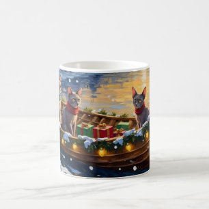 Caneca De Café Gato Sphynx Natal Barco Festa