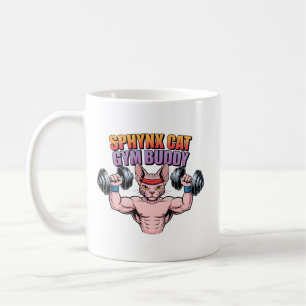 Caneca De Café Gato Sphynx Parceiro de Academia Musculoso Desenho