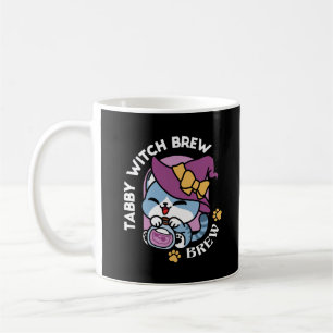 Caneca De Café Gato Tabby de Halloween – Chapéu de Bruxa e Arte d