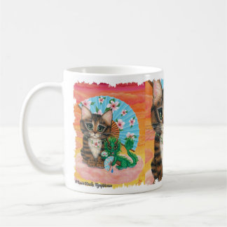Caneca De Café Gato Tabby Dragão de Jade Li Mao Arte
