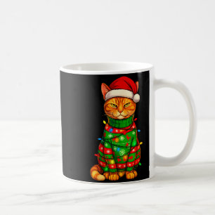 Caneca De Café Gato Tabby Laranja Luzes de Natal Divertido Papai 
