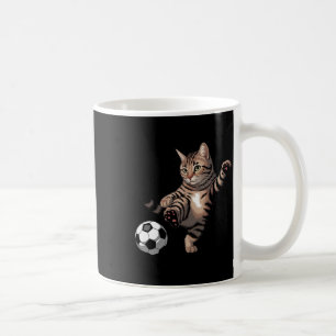 Caneca De Café Gato Tabby Listrado Chutando Futebol Ll Amor Por G
