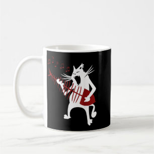Caneca De Café Gato Tocando Guitarra de Espinha de Peixe Presente