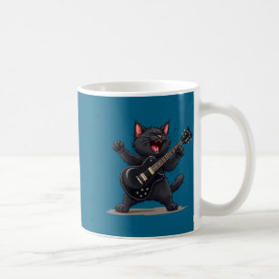 Caneca De Café Gato Tocando Guitarra Rock And Roll Estrela do Roc