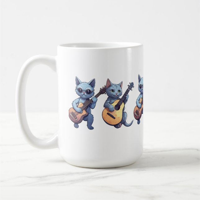 Caneca De Café Gato tocando violão, amante de gato (Esquerda)