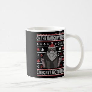 Caneca De Café Gato Travesso Suéter Feio de Natal Não Me Arrepend