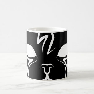 Caneca De Café Gato Tribal Negro e Branco