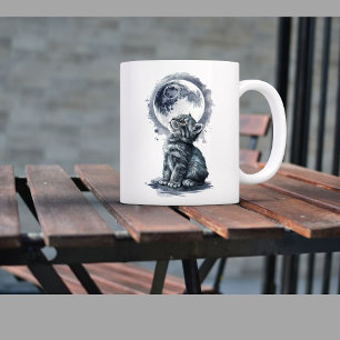 Caneca De Café Gato triste com lua
