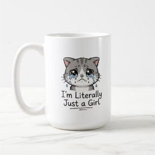 Caneca De Café Gato Triste Estético Fofo "Eu Sou Literalmente Só
