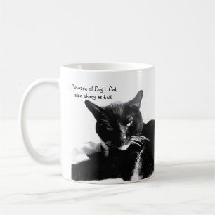 Caneca De Café Gato Tuxedo com Sorriso Sombrio 