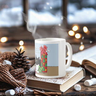Caneca De Café Gato Tuxedo de Árvore de Natal