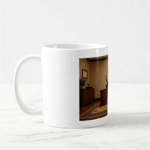 Caneca De Café Gato Tuxedo Engraçado Derrubando um Vaso Caos