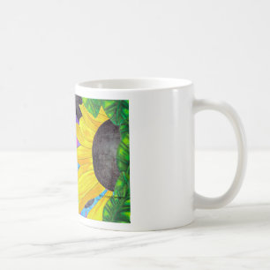 Caneca De Café Gato Verde-Eyed com joaninha e flor