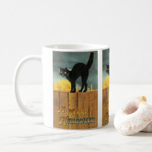 Caneca De Café Gato Vintage Feliz Halloween por Ellen Clapsaddle
