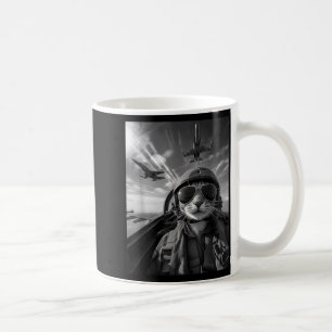 Caneca De Café Gato Voador Selfie Piloto de Caça Engraçado Meme J