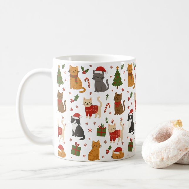 Caneca De Café Gato Whimsical Lover's Cozy Christmas Mug (Com Donut)