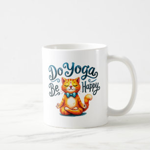 Caneca De Café Gato Yoga Pose - Do Yoga, Seja Feliz