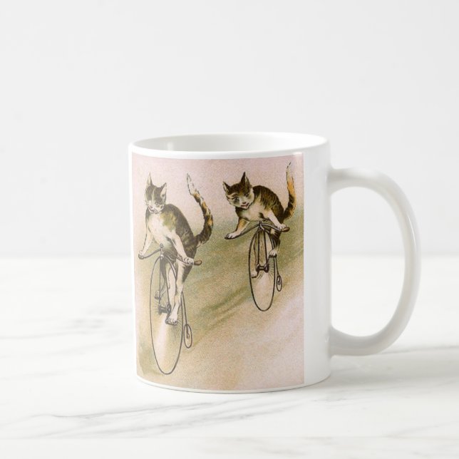 Caneca De Café Gatos Antigos em Bicicletas (Direita)