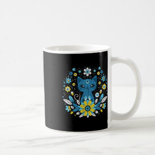 Caneca De Café Gatos Azuis Amarelos da Ucrânia Flores Meninas Ucr