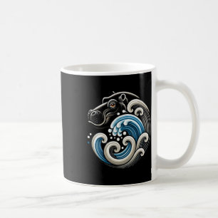 Caneca De Café Gatos Azuis Ondas Azuis Engraçadas De Moo Deng Cut