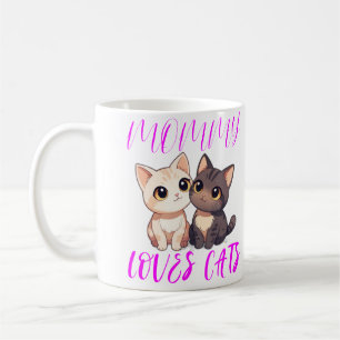 Caneca De Café Gatos Bonitos com Mamães Rosa Amam Tipografia de G