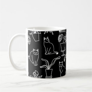 Caneca De Café Gatos brancos em preto