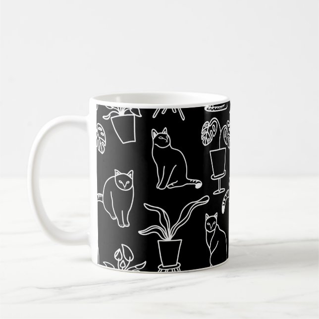 Caneca De Café Gatos brancos em preto (Esquerda)