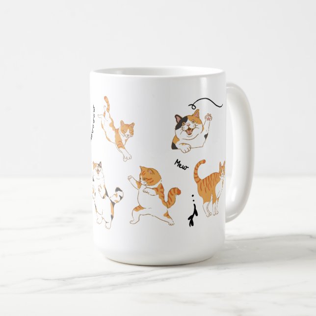 Caneca De Café Gatos Brancos Laranja Brancos (Frente Esquerda)