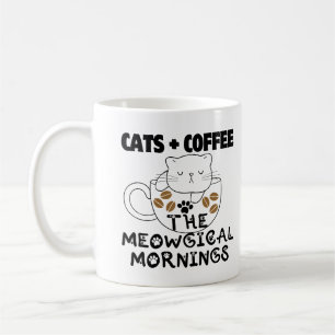 Caneca De Café Gatos + Café = Manhãs mágicas.w