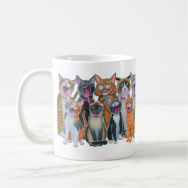 Caneca De Café Gatos Cantando, Gatos De Caroleiro Vêm Em Torno De