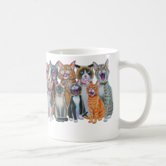 Caneca De Café Gatos Cantando, Gatos De Caroleiro Vêm Em Torno De