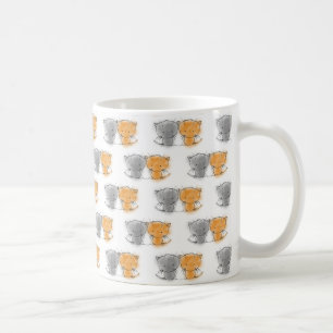 Caneca De Café Gatos Caprichosos Adoráveis Laranja e Cinza