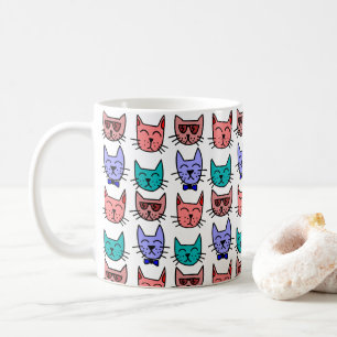 Caneca De Café Gatos cerâmicos Coloridos Enfrentados por Doodle G
