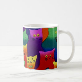 Caneca De Café Gatos coloridos