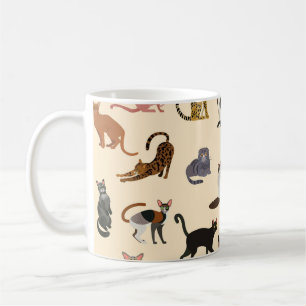 Caneca De Café Gatos Coloridos: Diferentes Padrões De Raças