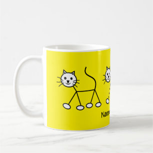 Caneca De Café Gatos De Amor Amarelo E Bonito Adoram Um Cartoon