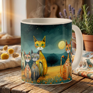 Caneca De Café Gatos de Arte Popular do Jardim da Meia-Noite Capr