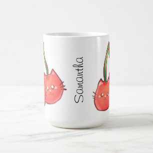 Caneca De Café Gatos De Fruta De Cereja