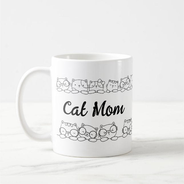Caneca De Café Gatos de Gatinho Gato Monograma Mãe (Esquerda)